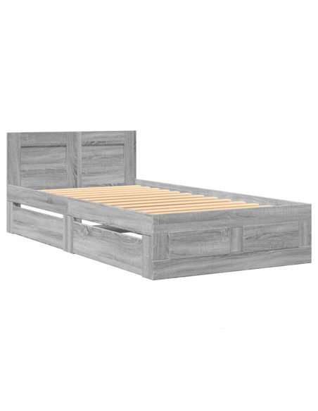 Giroletto con Testiera Grigio Sonoma 75x190cm Legno Multistrato
