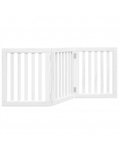 Cancello per Cani Pieghevole 3 Pannelli Bianco 150 cm Pioppo 2