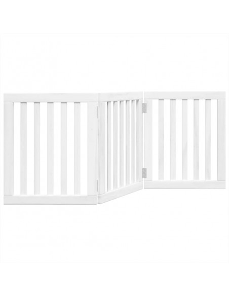 Cancello per Cani Pieghevole 3 Pannelli Bianco 150 cm Pioppo