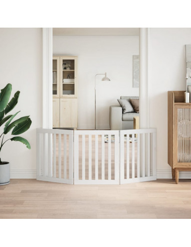 Cancello per Cani Pieghevole 3 Pannelli Bianco 150 cm Pioppo