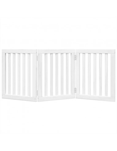 Cancello per Cani Pieghevole 3 Pannelli Bianco 150 cm Pioppo