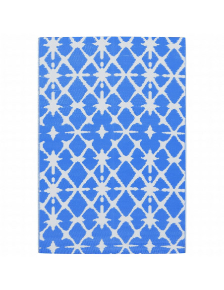 Tappeto da Esterno Blu e Bianco 140x200 cm in PP