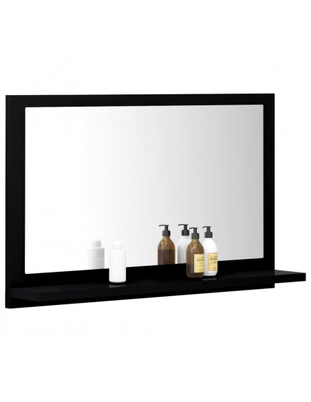 Specchio da Bagno Nero 60x10,5x37 cm in Legno Multistrato