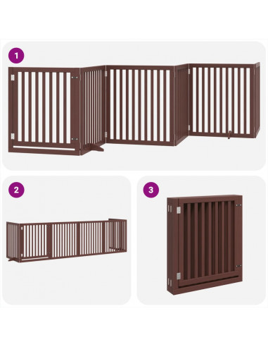 Cancello Cani Porta Pieghevole Marrone 6 Pannelli 480cm Pioppo