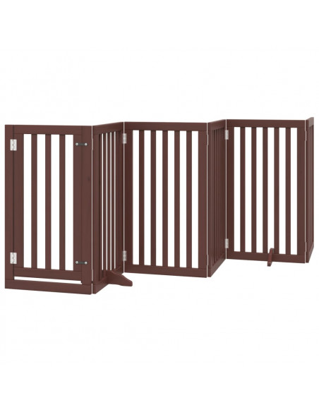 Cancello Cani Porta Pieghevole Marrone 9 Pannelli 450cm Pioppo