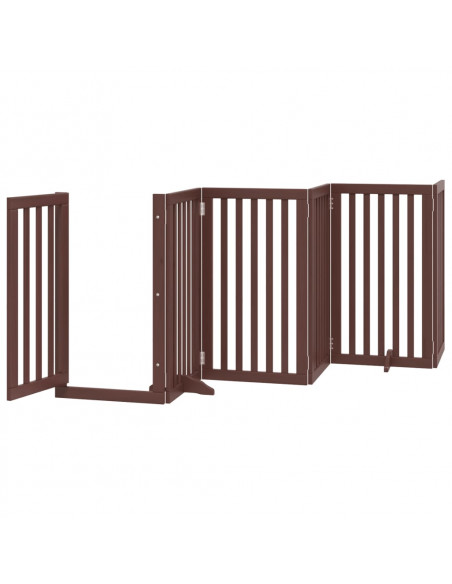 Cancello Cani Porta Pieghevole Marrone 9 Pannelli 450cm Pioppo