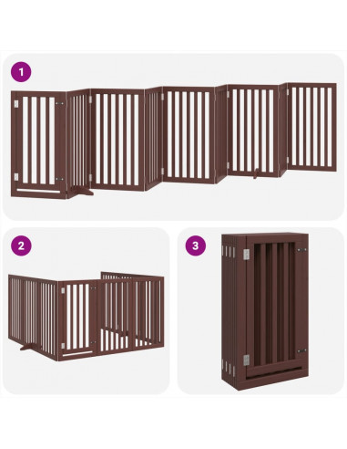 Cancello Cani Porta Pieghevole Marrone 9 Pannelli 450cm Pioppo