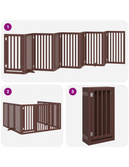 Cancello Cani Porta Pieghevole Marrone 9 Pannelli 450cm Pioppo