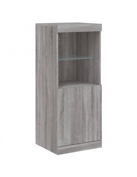 Credenze con Luci LED 3 pz Grigio Sonoma in Legno Multistrato