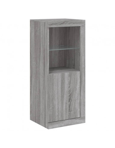 Credenze con Luci LED 3 pz Grigio Sonoma in Legno Multistrato