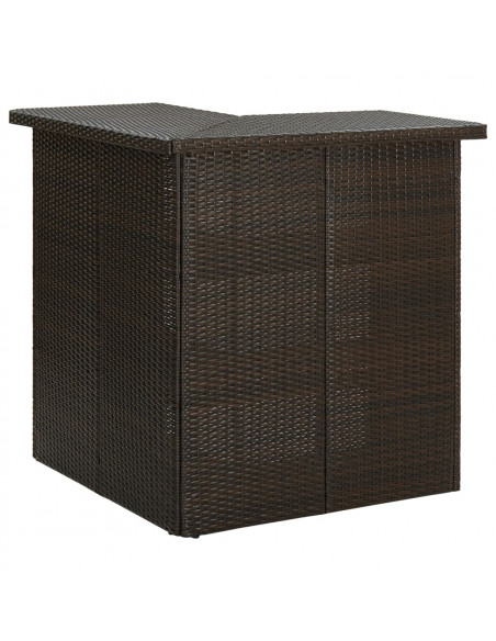 Tavolo da Bar ad Angolo Marrone 100x50x105 cm in Polyrattan