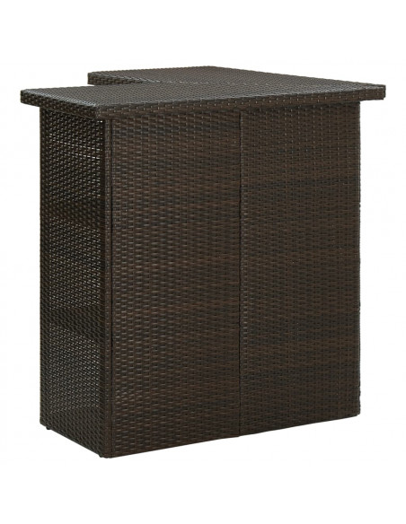 Tavolo da Bar ad Angolo Marrone 100x50x105 cm in Polyrattan