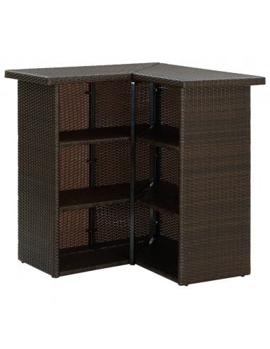 Tavolo da Bar ad Angolo Marrone 100x50x105 cm in Polyrattan