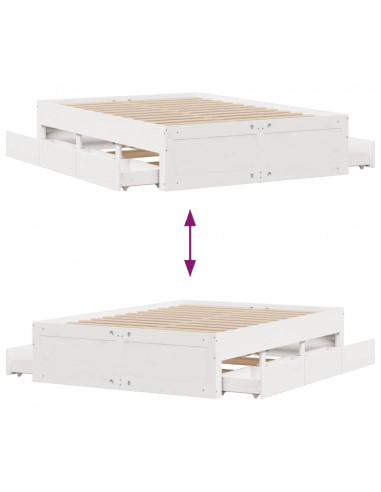 Giroletto senza Materasso con Cassetti Bianco 140x190 cm Pino