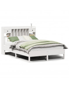 Letto Libreria senza Materasso Bianco 135x190 cm Legno di Pino 2