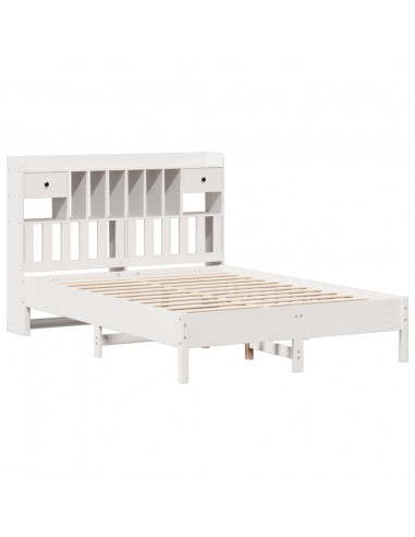 Letto Libreria senza Materasso Bianco 135x190 cm Legno di Pino
