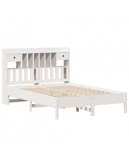 Letto Libreria senza Materasso Bianco 135x190 cm Legno di Pino