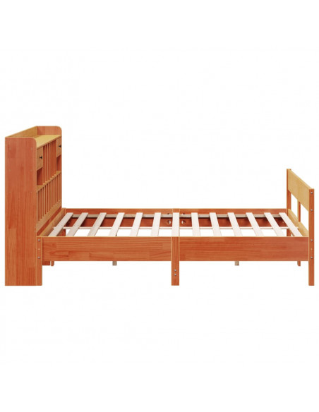 Letto Libreria senza Materasso Marrone Cera 200x200 cm in Pino