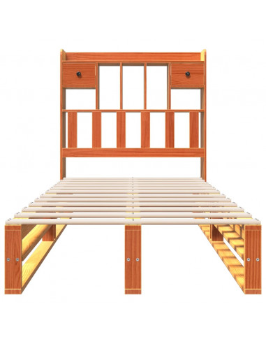 Letto Libreria senza Materasso Marrone Cera 75x190 cm in Pino