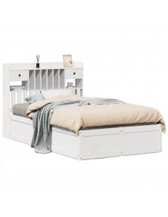 Letto senza Materasso Bianco 135x190 cm Legno Massello di Pino 2