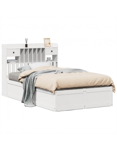 Letto senza Materasso Bianco 135x190 cm Legno Massello di Pino