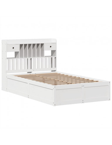 Letto senza Materasso Bianco 135x190 cm Legno Massello di Pino