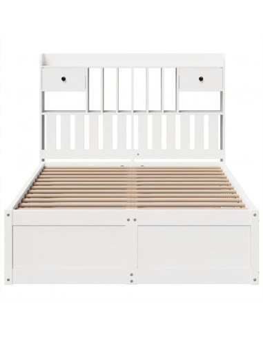 Letto senza Materasso Bianco 135x190 cm Legno Massello di Pino