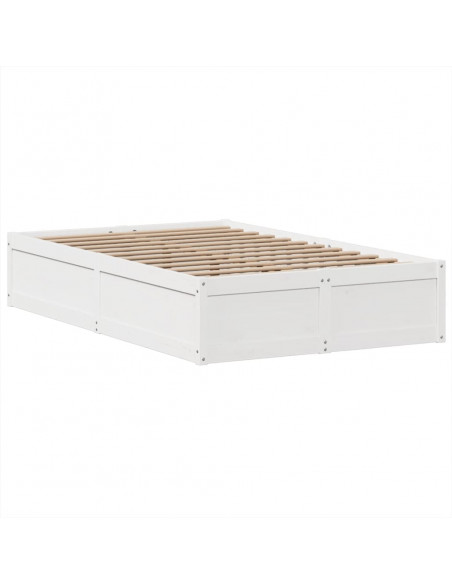 Letto senza Materasso Bianco 135x190 cm Legno Massello di Pino