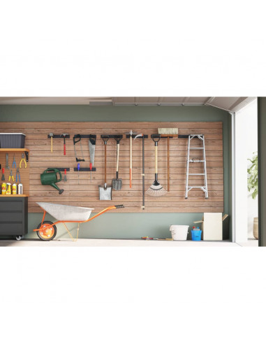 Portautensili da Giardino a Muro 8 pz Neri in Acciaio