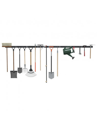 Portautensili da Giardino a Muro 8 pz Neri in Acciaio