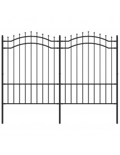 Recinzione da Giardino con Punta a Lancia Nera 190cm Acciaio 2