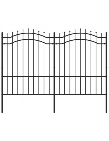 Recinzione da Giardino con Punta a Lancia Nera 190cm Acciaio