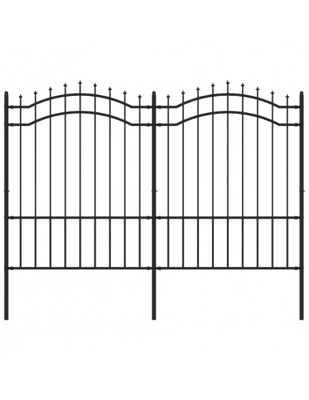Recinzione da Giardino con Punta a Lancia Nera 190cm Acciaio