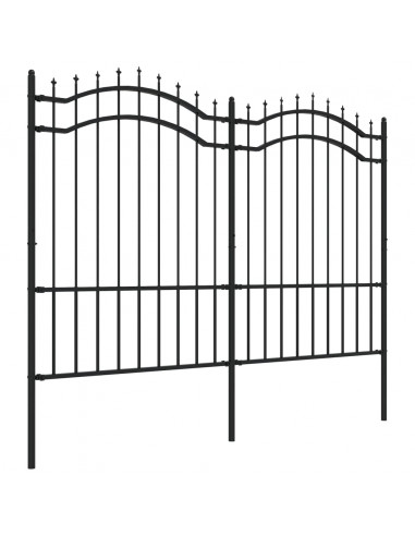 Recinzione da Giardino con Punta a Lancia Nera 190cm Acciaio