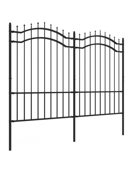 Recinzione da Giardino con Punta a Lancia Nera 190cm Acciaio
