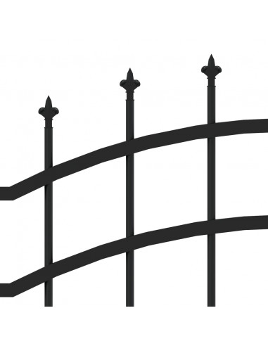 Recinzione da Giardino con Punta a Lancia Nera 190cm Acciaio