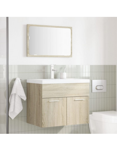 Set Mobili da Bagno 2 pz Rovere Sonoma in Legno Multistrato