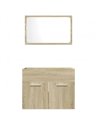Set Mobili da Bagno 2 pz Rovere Sonoma in Legno Multistrato