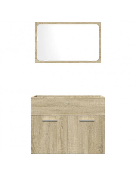 Set Mobili da Bagno 2 pz Rovere Sonoma in Legno Multistrato