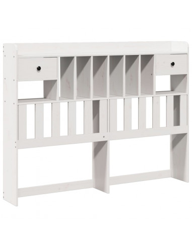 Testiera con Ripiani Bianca 140 cm in Legno Massello di Pino
