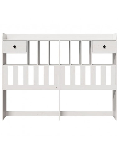 Testiera con Ripiani Bianca 140 cm in Legno Massello di Pino