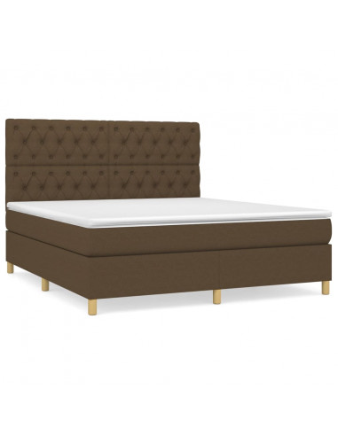 Giroletto a Molle con Materasso Marrone Scuro 160x200cm Tessuto