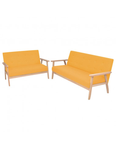 Set di Divani 2 pz in Tessuto Giallo