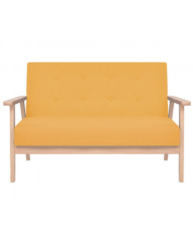 Set di Divani 3 pz in Tessuto Giallo