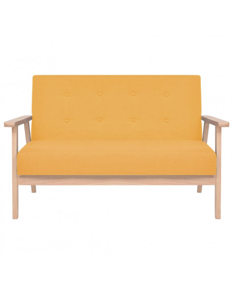 Set di Divani 3 pz in Tessuto Giallo