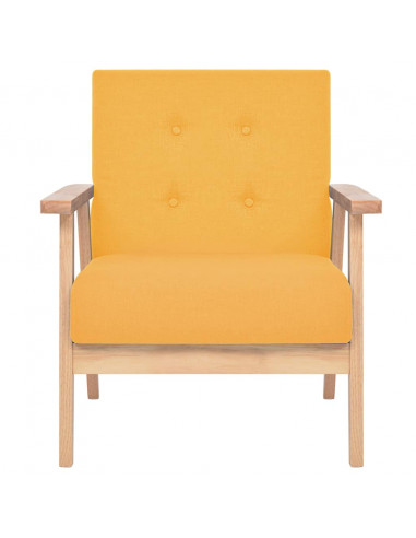 Set di Divani 3 pz in Tessuto Giallo