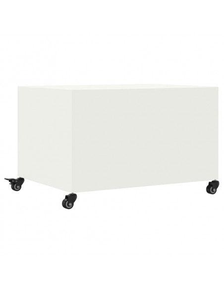 Tavolino Bianco 68x50x43,5 cm in Acciaio Laminato a Freddo