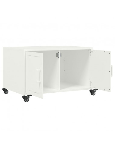 Tavolino Bianco 68x50x43,5 cm in Acciaio Laminato a Freddo