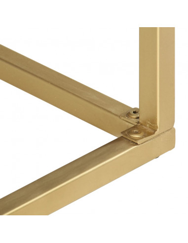 Tavolo Consolle Nero e Oro 90x30x75cm Legno Massello di Mango