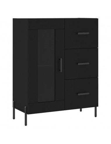 Credenza Nera 69,5x34x180 cm in Legno Multistrato